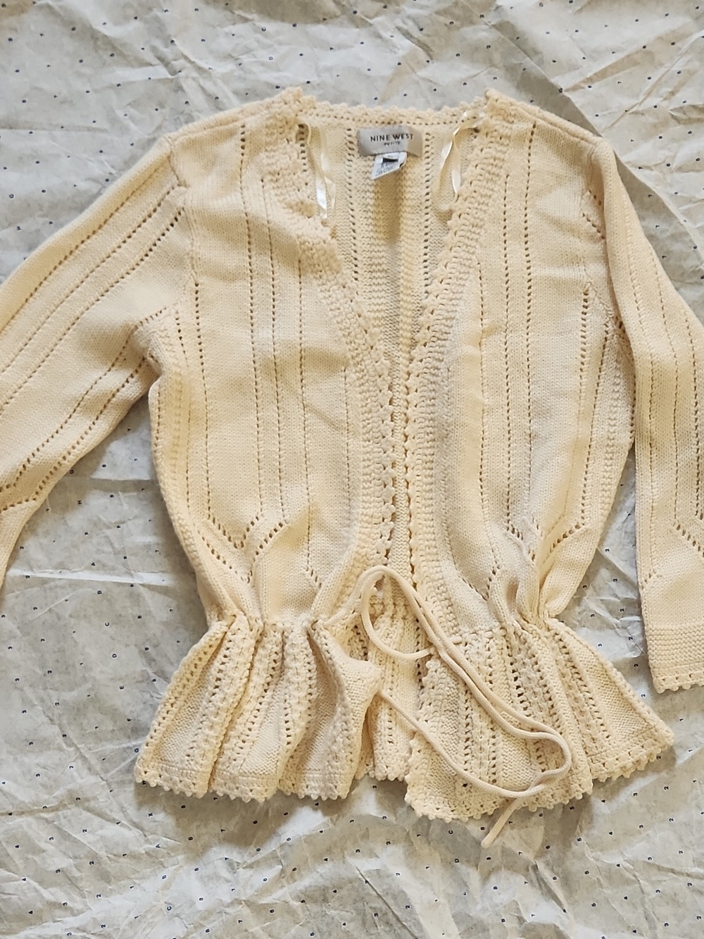 Nine West Cream Knit Tie-Waist Sweater